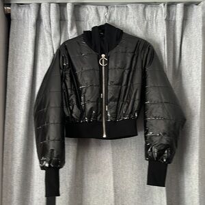 POSTER GIRL Black Puffer Jacket with Hood